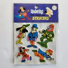 NOS 1979 Underdog Puffy Stickers 3-D  Vintage Cartoon Collectible Kitschy NEW