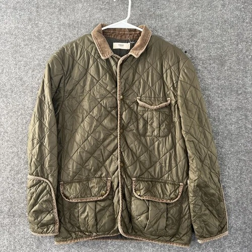 Creep By Hiroshi Awai Men’S Army Green Quilted Button Up Jacket Corduroy Medium - product listing photo