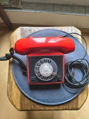 Wählscheiben Telefon DDR / Alpha Ferro in Rot-Schwarz / 1988 - funktionsfähig - Bild 1 von 4