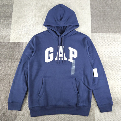 NWT Gap Arch Logo Embroidered Hoodie Mens Size Small Navy Blue Skater