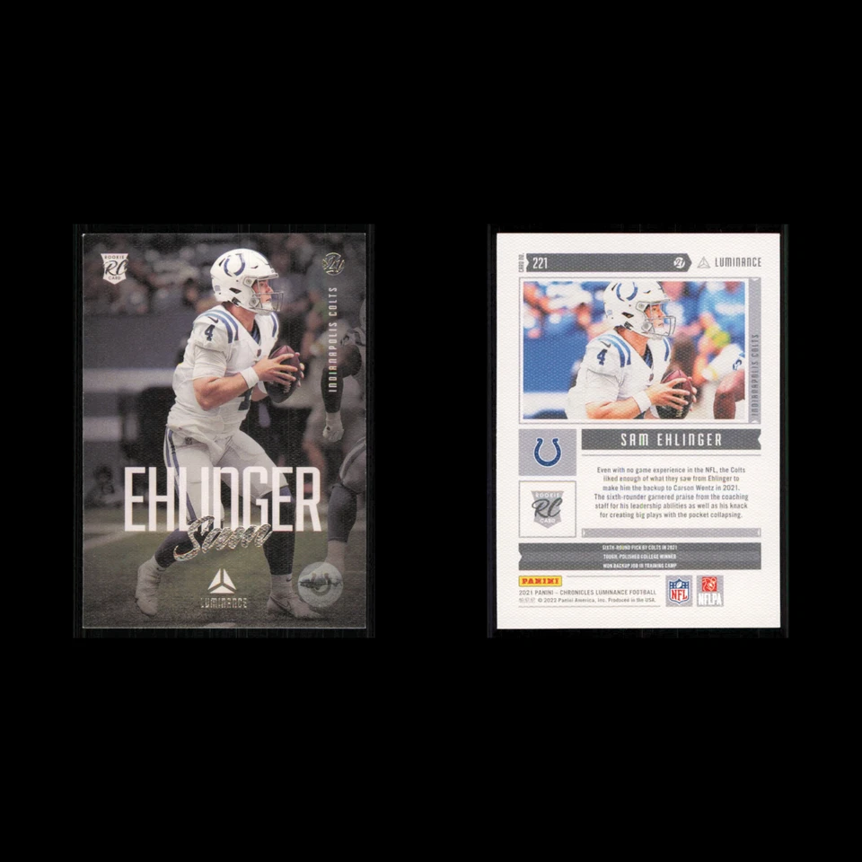 Sam Ehlinger Rookie #221 2021 Panini Chronicles Luminance Indianapolis Colts NFL - Image 3 of 3