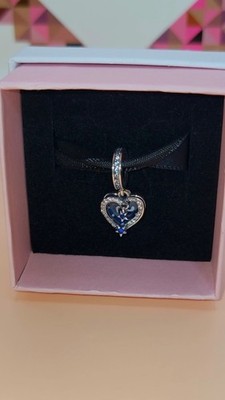 Pandora Celestial Shooting Star Heart Double Dangle Charm 792356C01 W/ Box D64
