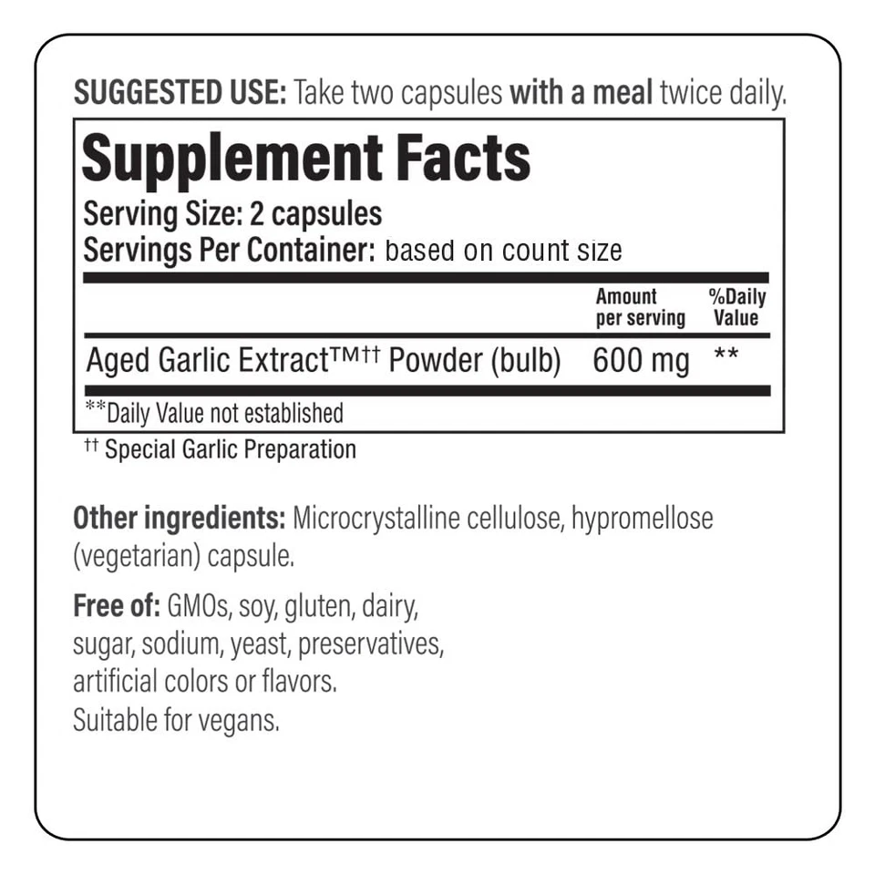 Suplementos de extracto de ajo envejecido Kyolic 100 cápsulas veganas soporte para todo el cuerpo Foto 4 de 4