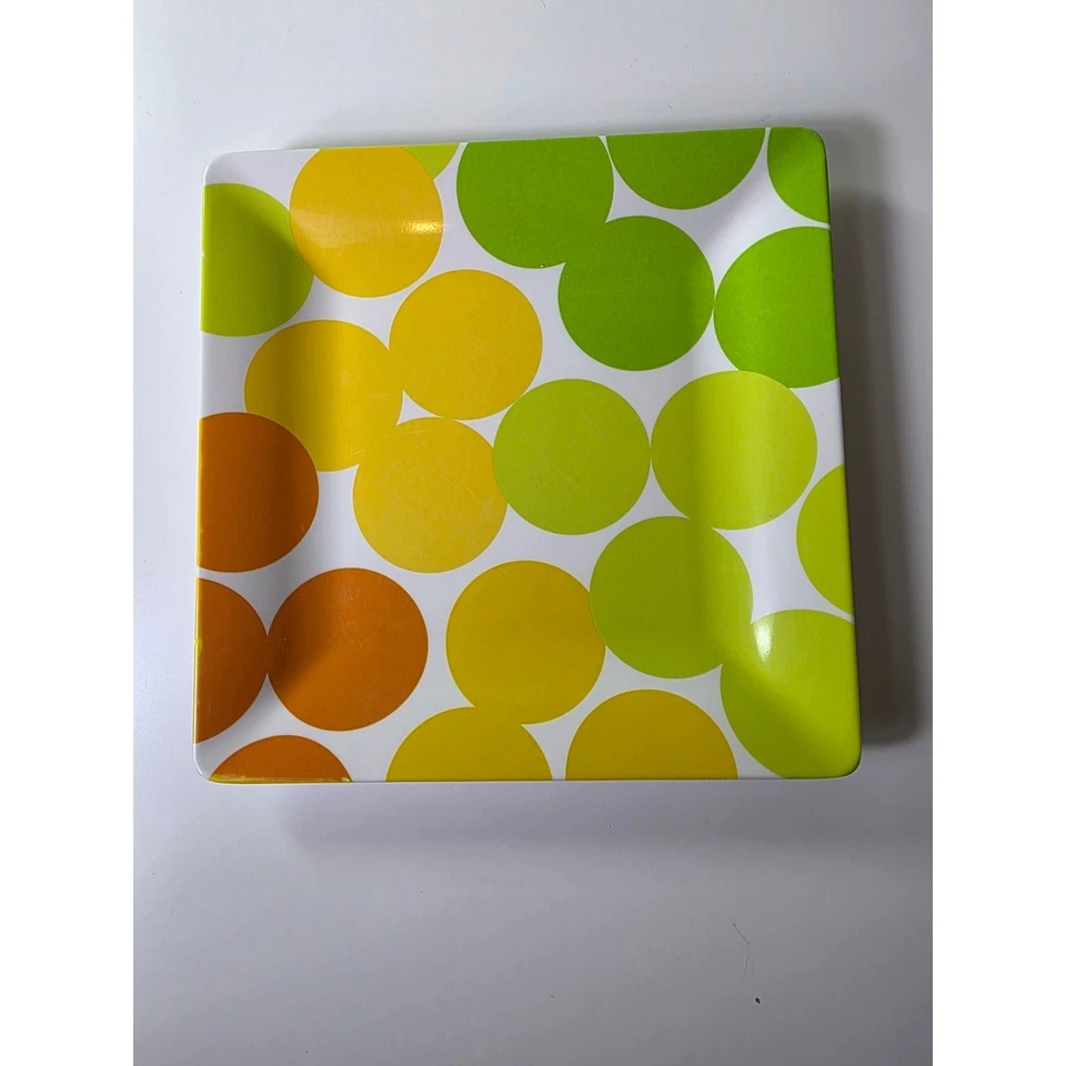 Juego de 3 Platos de Melamina Cuadrados Artísticos Lunares Coloridos 8.5" CRATE & BARREL Foto 2 de 4