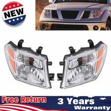 Pair Fit 2005-2008 Nissan Frontier 05-07 Pathfinder Chrome Headlights Headlamps