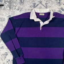 Vintage LL Bean Rugby Shirt Mens XL Heavy Cotton 80s Made in USA Polo Purple