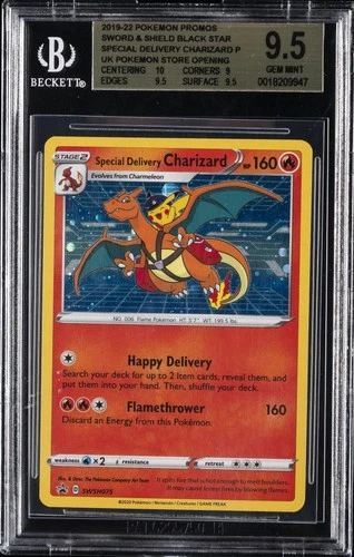 2019 POKEMON BLACK STAR PROMO UK POKEMON SPECIAL DELIVERY CHARIZARD BGS 9.5