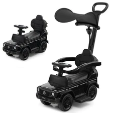 3 in 1 Ride-on Push Stroller Mercedes Benz G350 Push Car w/Canopy & Wheels Black