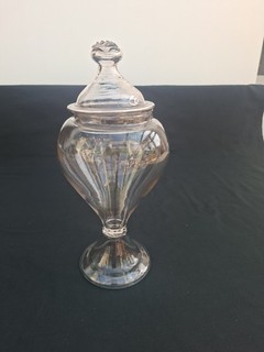 Large Vintage Apothecary Jar Glass With Pale Pink Tinge 13" Tall.