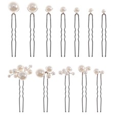 12 Pcs Pearl Hair Pins, U Shaped Bridal Hair Accessories, Handmade Decorative...