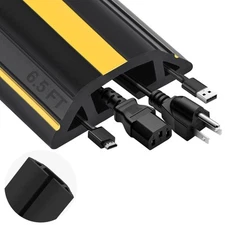 6.5FT Floor Cord Cover Heavy Duty Cable Cover Protector with 3 Channels Exten...