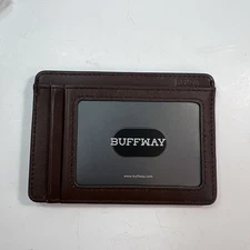 Buffway Slim Wallet Minimalist Small Leather RFID Blocking Bassa Coffee