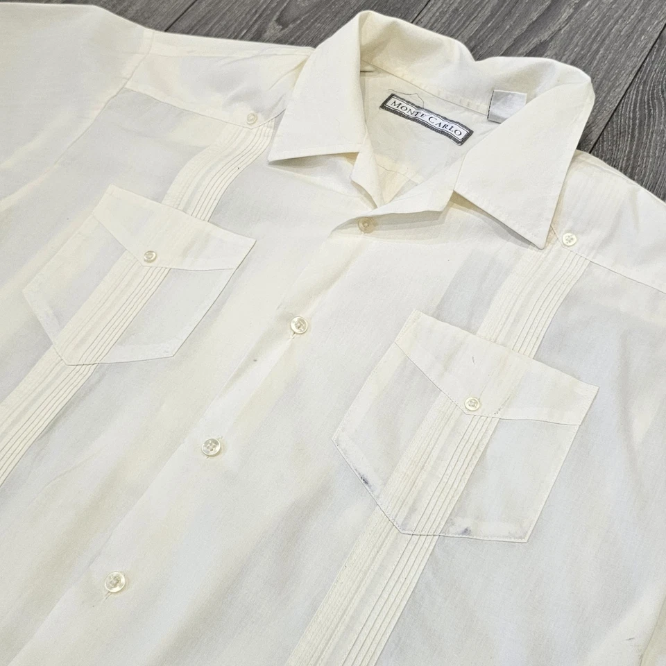 Рубашка Monte Carlo Guayabera мексиканская размер L 42/44 желтая кубинская с 4 карманами - Изображение 2 из 4