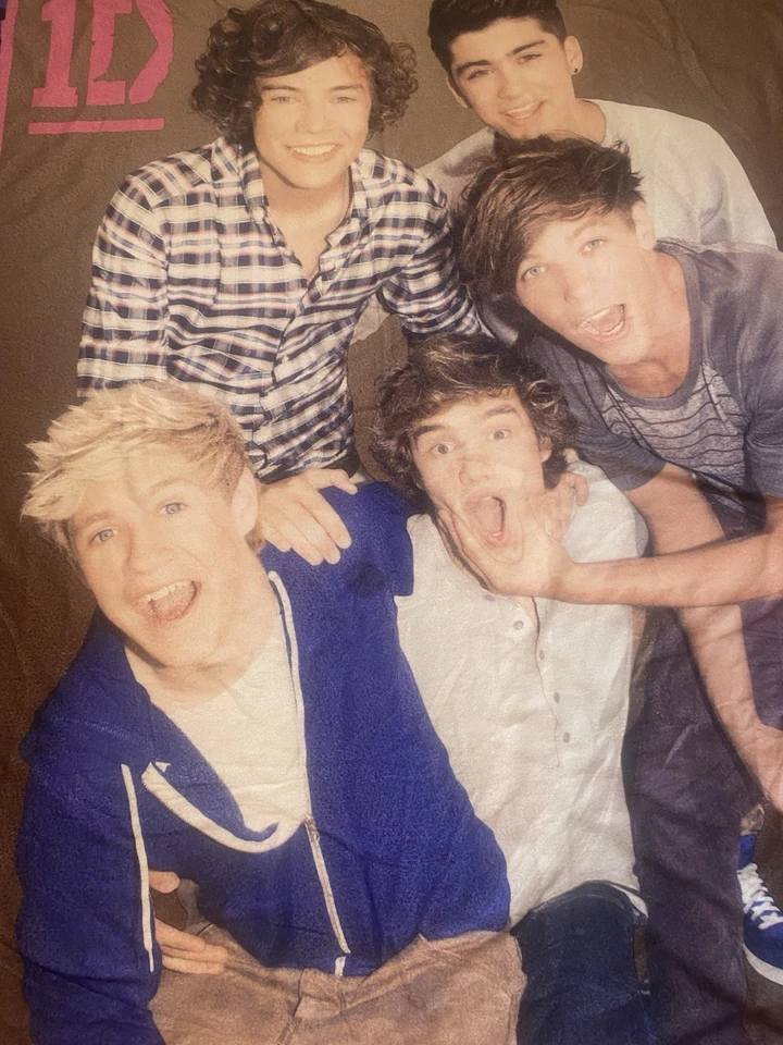 Vintage 1D One Direction Fleece Blanket with Pink and Purple Accents - Image 2 of 4