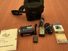 EUC Sony Handycam DCR-SR68 Blue Video Digital Camcorder 60x Zoom 80GB HDD Tested