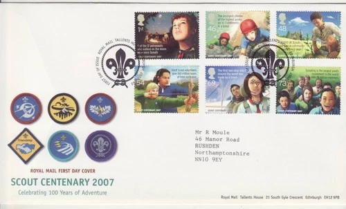 GB Stamps First Day Cover Europa Scouting, jamboree, cub, badge, Powell SHS 2007