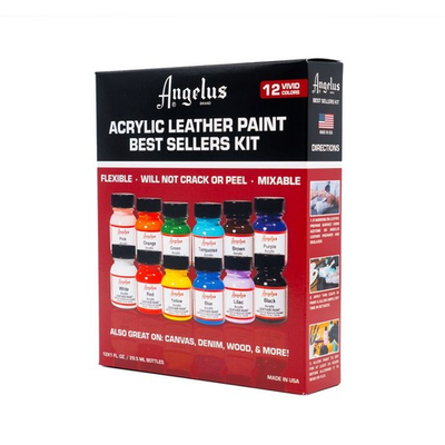 #ad Angelus Acrylic Leather Paint Best Sellers Kit 12 Colors 1 oz $42.95