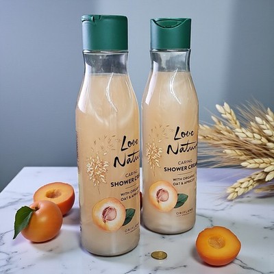 Love Nature Caring 2x250ml Duschcreme Schaum Pflege Duft Hafer Aprikose Aroma