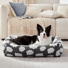 Orthopedic Washable Medium Rectangle Dog Bed with Removable Zipper Cover Grey