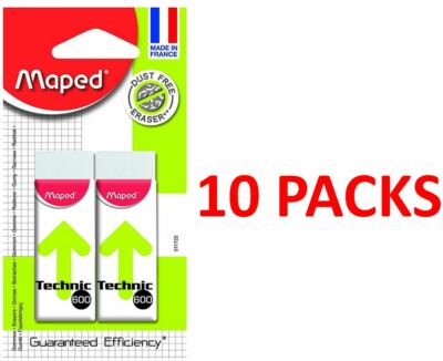 Maped 011722 Doppelpack Technic 600 staubfreier Radierer - 10 Blisterkartenpackungen