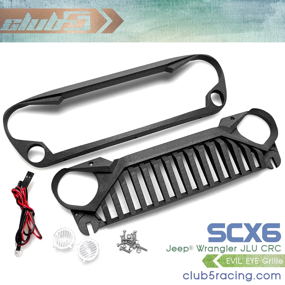 Scale Front "Evil Eye" Grille Overlay for SCX6 Jeep JLU Wrangler - Image 2 of 4
