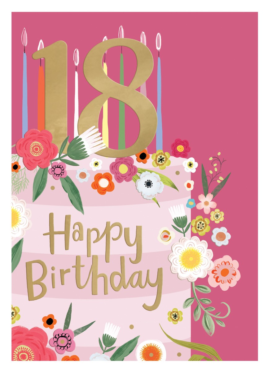 18th Happy Birthday For Her Sweet 18! Contemporary Birthday Card