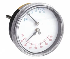 2-1/2" 0 to 75 psi Round Boiler Gauge with 1/4" MNPT Center Back Connection