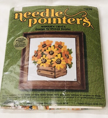 Vintage Needle Pointers Sunset Designs WOODEN CRATE #5248 Needlepoint Kit NEW