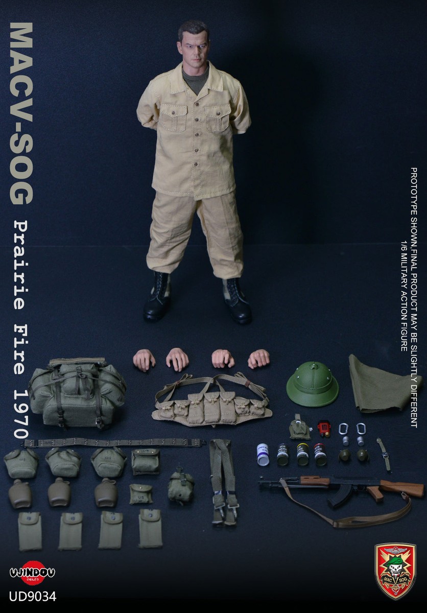 ミリタリー 1/6 MACV-SOG 1/6 Scale Toy Vietnam US MACV-SOG - Green Rivet Belt w/Pouch
