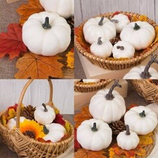 12 Pcs Artificial White Pumpkins, Assorted Size Harvest Fake Foam Pumpkins NEW