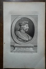 CHILDERIC III KING OF FRANCE. PORTRAIT. ORIGINAL ENGRAVING. 1760