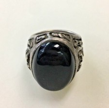 Large 925 Sterling Silver Ring with Black Onyx  Size: 12  36.8g