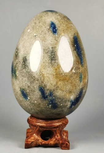 Orbicular Blue Azurite in K2 Jasper Granite Sphere Polished Egg Stone Healing - Picture 10 of 12