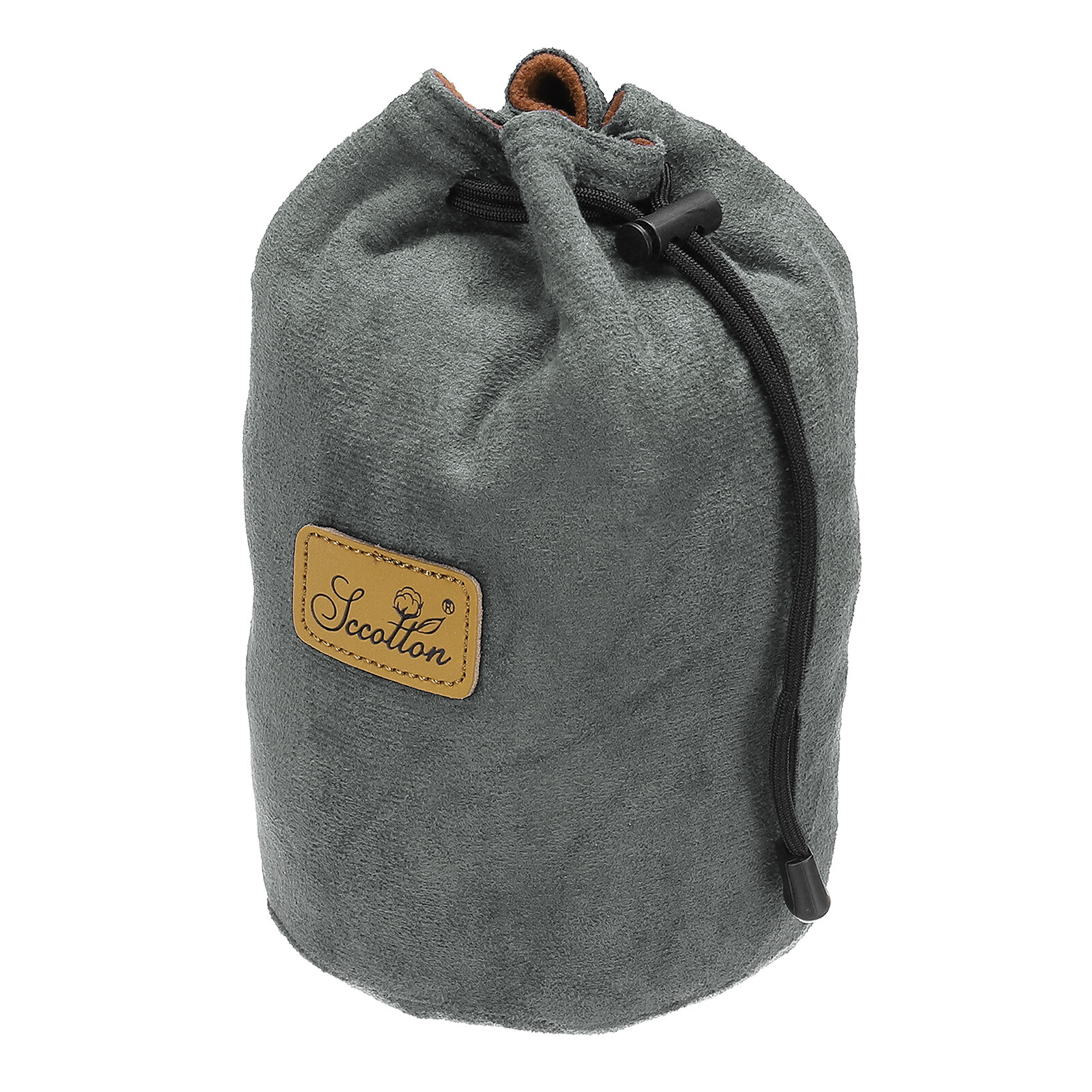 Soft Camera Pouch, M Size Flannel Camera Lens Case, Grey (Round)