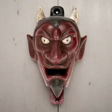 Red Horned Devil Wall Mounted Cast Iron Bottle Opener Antique Finish (3" x 5")
