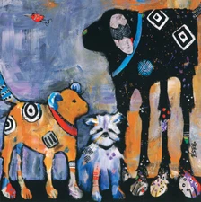 24W"x24H" PROUD MOM by JENNY FOSTER - DOGS PUPPIES BEST FRIEND CHOICES of CANVAS