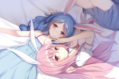 Anime touhou reisen udongein inaba seiran blue hair pink Play Gaming Mat Desk