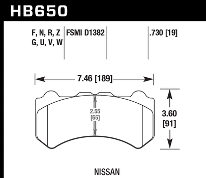 Plaquette de frein avant à disque Hawk pour Nissan GT-R / HB650G.730 acheter 2009-2016