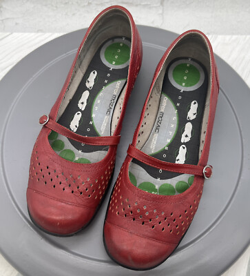 Aetrex Shoes Alana EL Womens 38W Red Leather Perforated