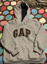 Gap Kids Long Sleeve Front Pocket Gray Fleece Hoodie Size XS 4-5 Listing 602