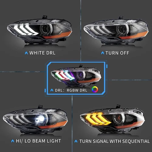 VLAND Full LED Projector Headlights For 2018-2022 Ford Mustang Front Lamps - Picture 15 of 33