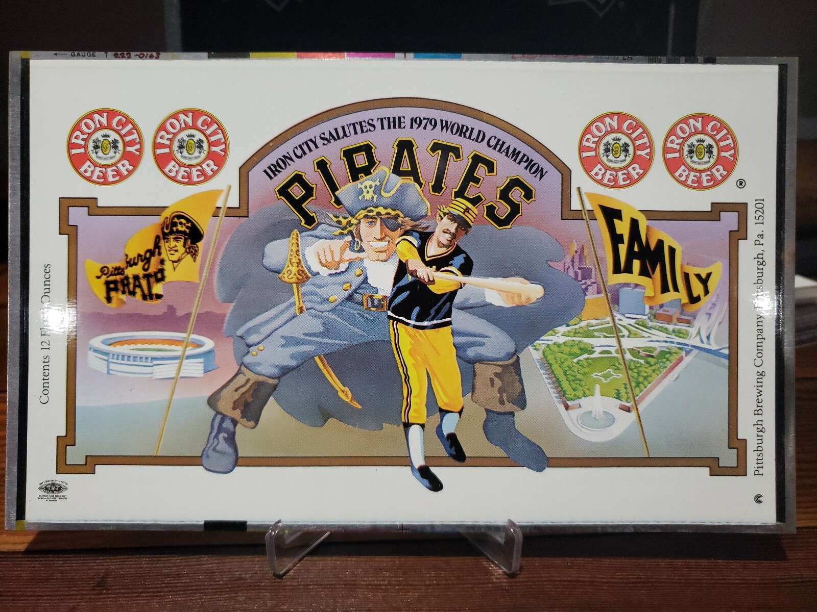 1979 Iron City Beer Can Unrolled Flat Pittsburgh Pirates Family World