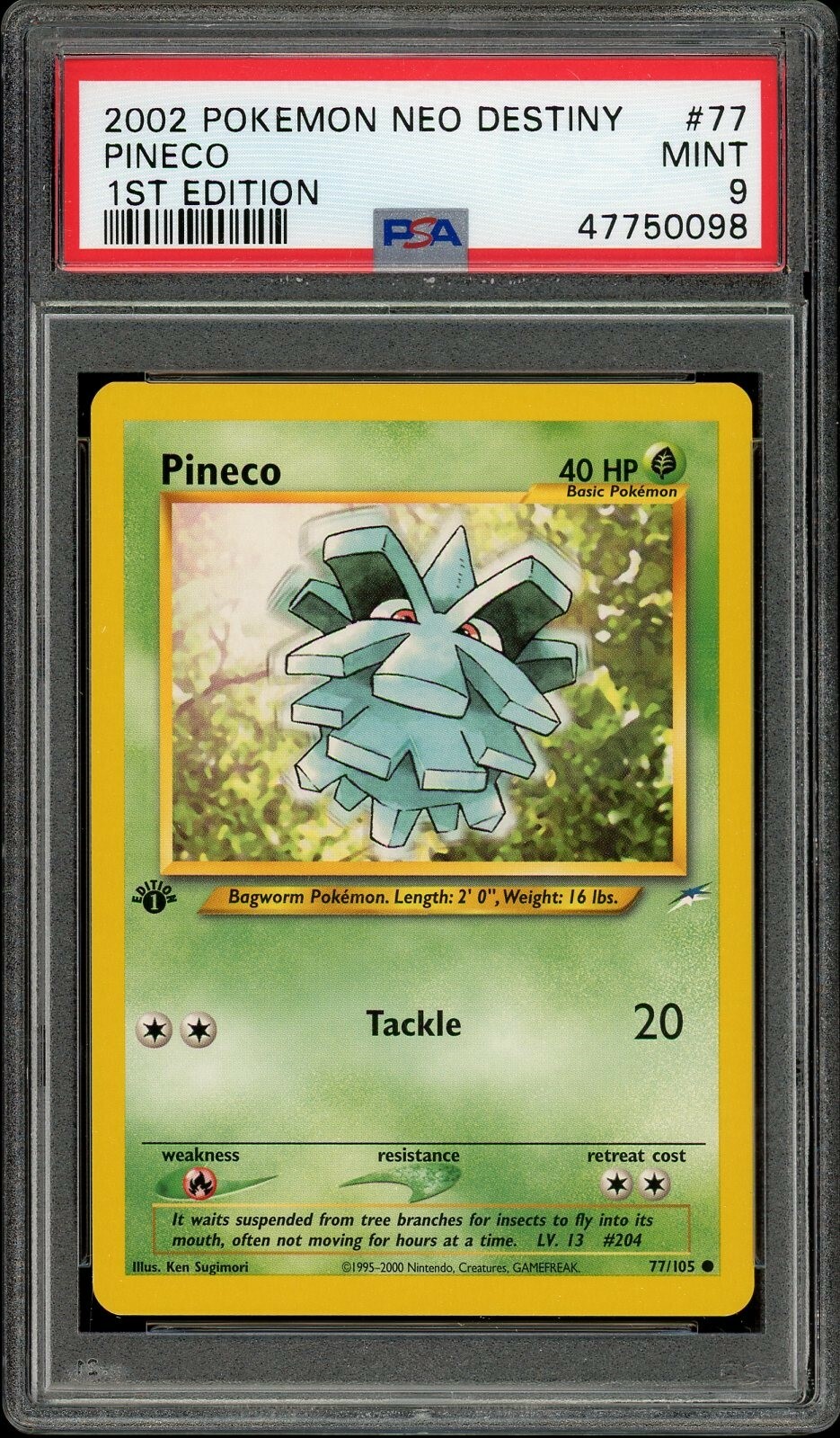 2002 Pokemon Neo Destiny #77 Pineco 1st Edition PSA 9