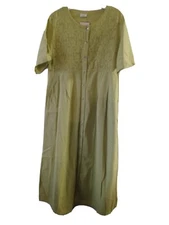 New Long Soft Green Lace Crochet Cotton Cottage Boho Vacation Maxi Dress M Lime 