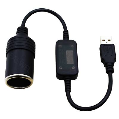 5V USB Male to 12V Car Lighter Socket Converter Cable Adapter