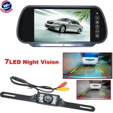Car 7" LCD Mirror Monitor +Wire Backup Rear View Camera