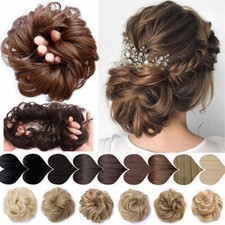 Real Thick Curly Messy Bun Hair Piece Scrunchie Updo Hair Extensions AS Human US