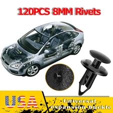 120 PCS 8mm Bumper Clips Auto Car Hole Retainer Rivets Fastener Fender Push Pin