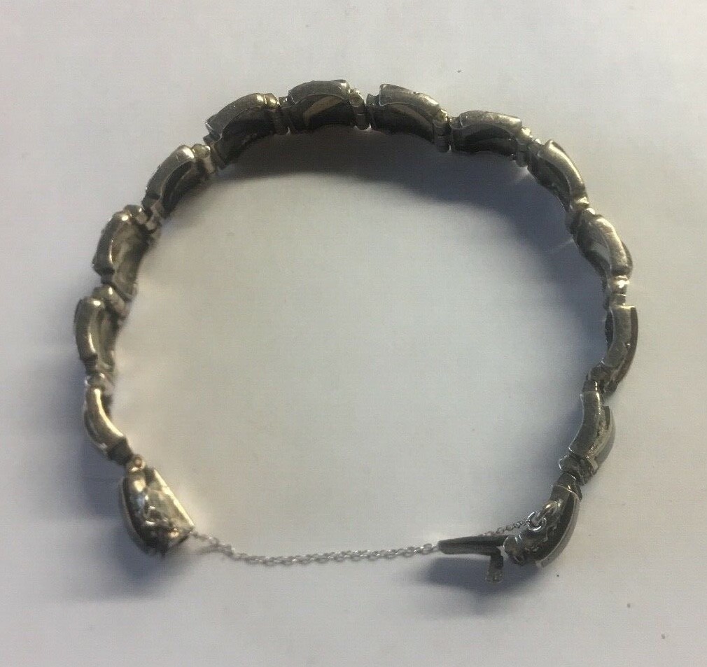 925 Solid Sterling Silver Square Link Bracelet 33… - image 3