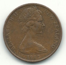 VERY NICE HIGH GRADE AU 1972 NEW ZEALAND 2 CENTS COIN-APR465
